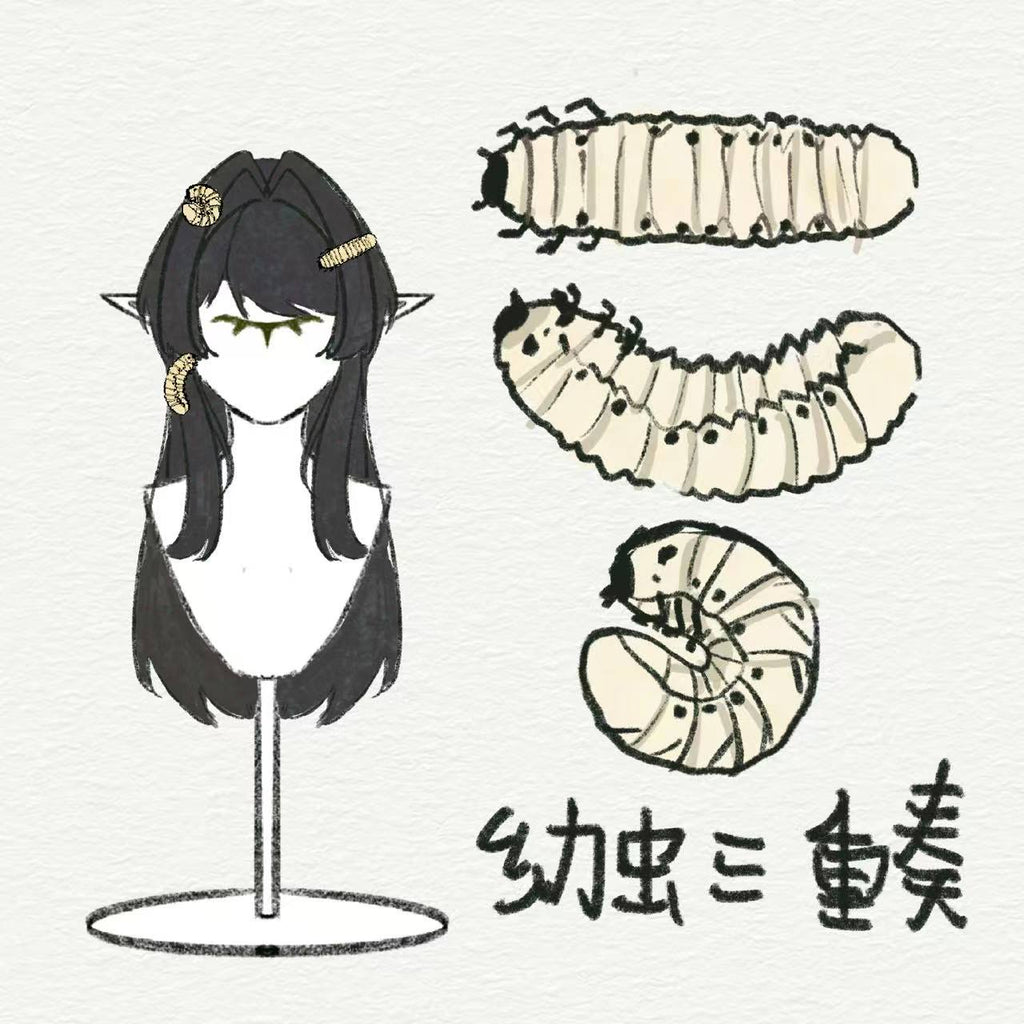 幼虫ヘアクリップ イラスト原案